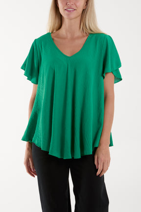 Angel Sleeve V-Neck Blouse