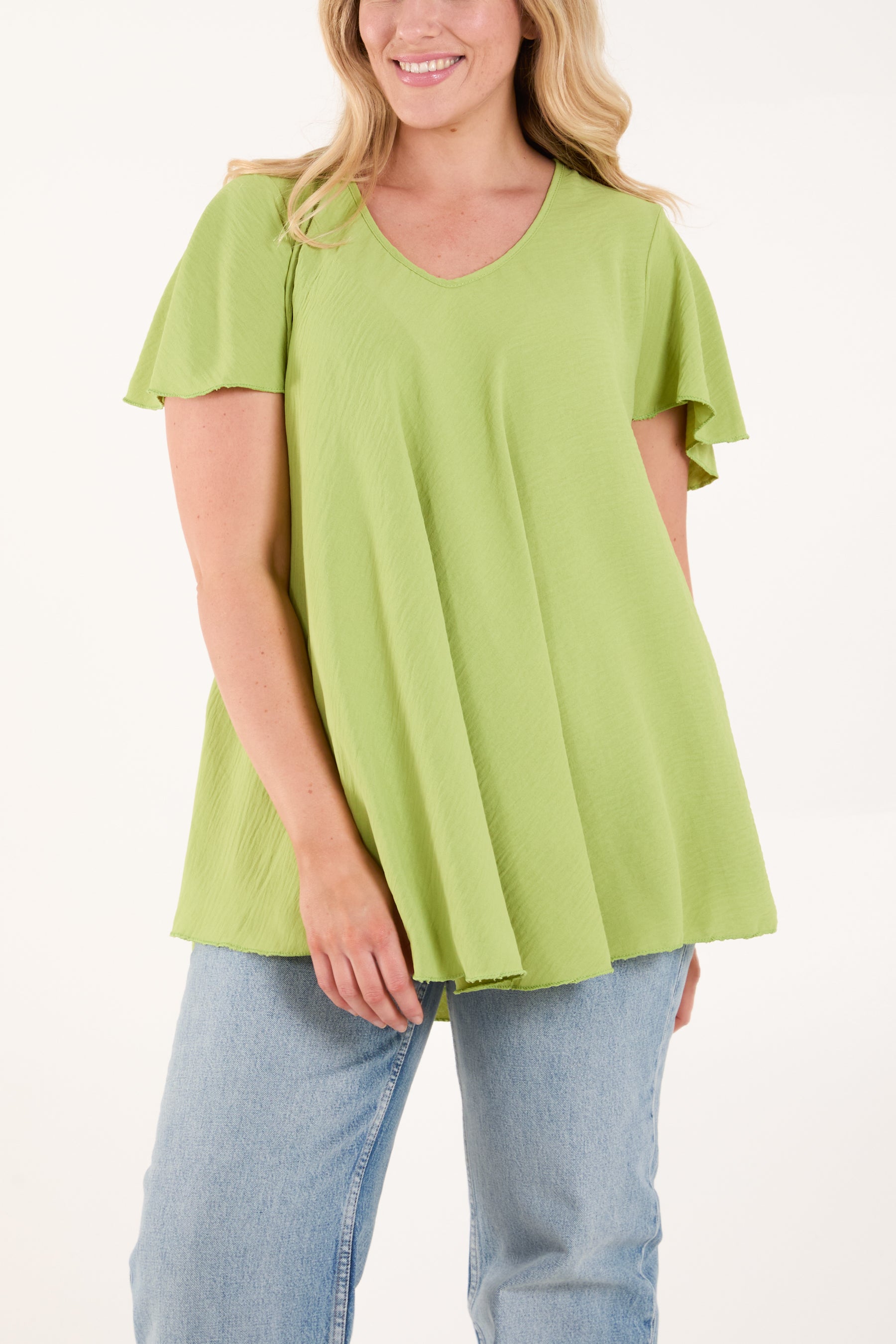 Angel Sleeve V-Neck Blouse