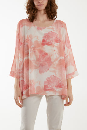 Feather Shell Print Tunic Top