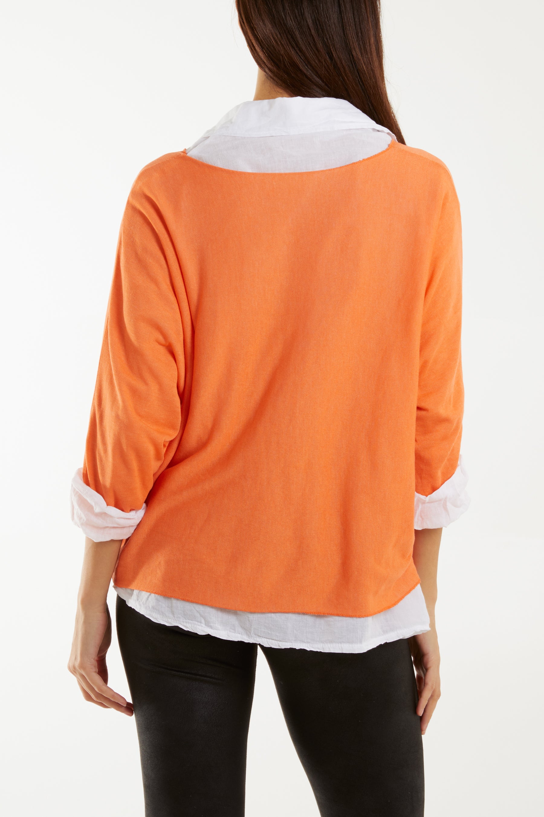 Double Layer Fine Knit and Cotton Shirt