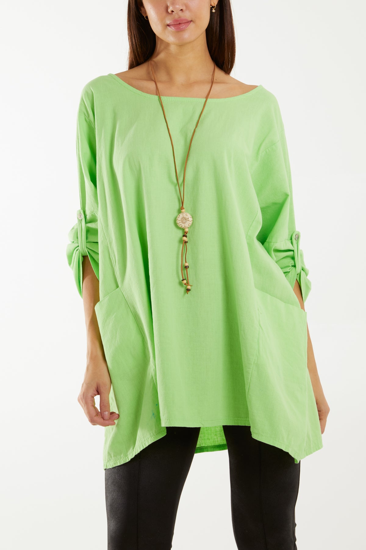 Necklace Relaxed Fit Blouse with Pockets