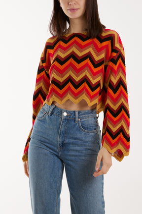 Crochet Cropped Zig Zag Jumper