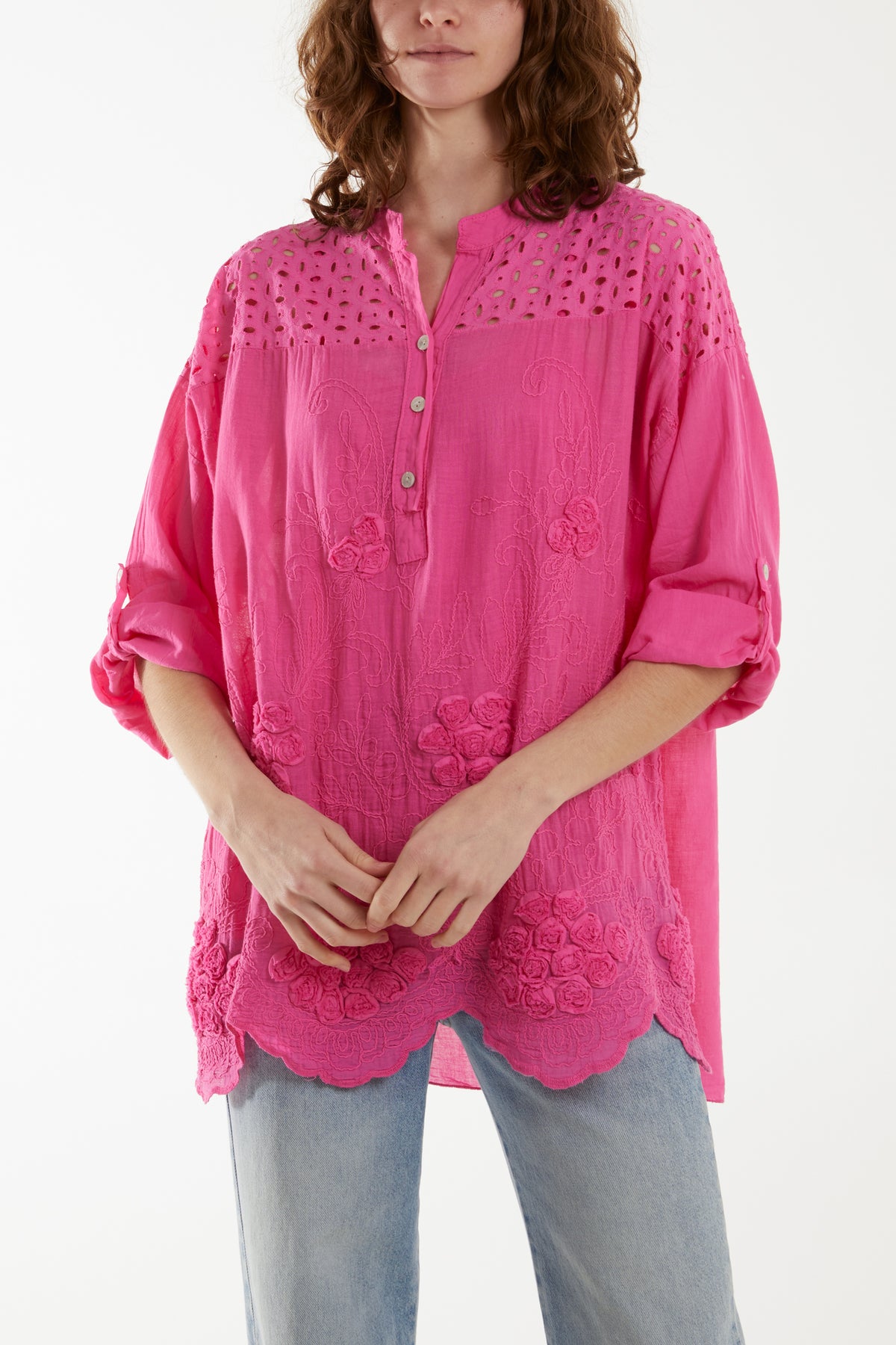 Broderie Anglaise 3D Flowers Blouse