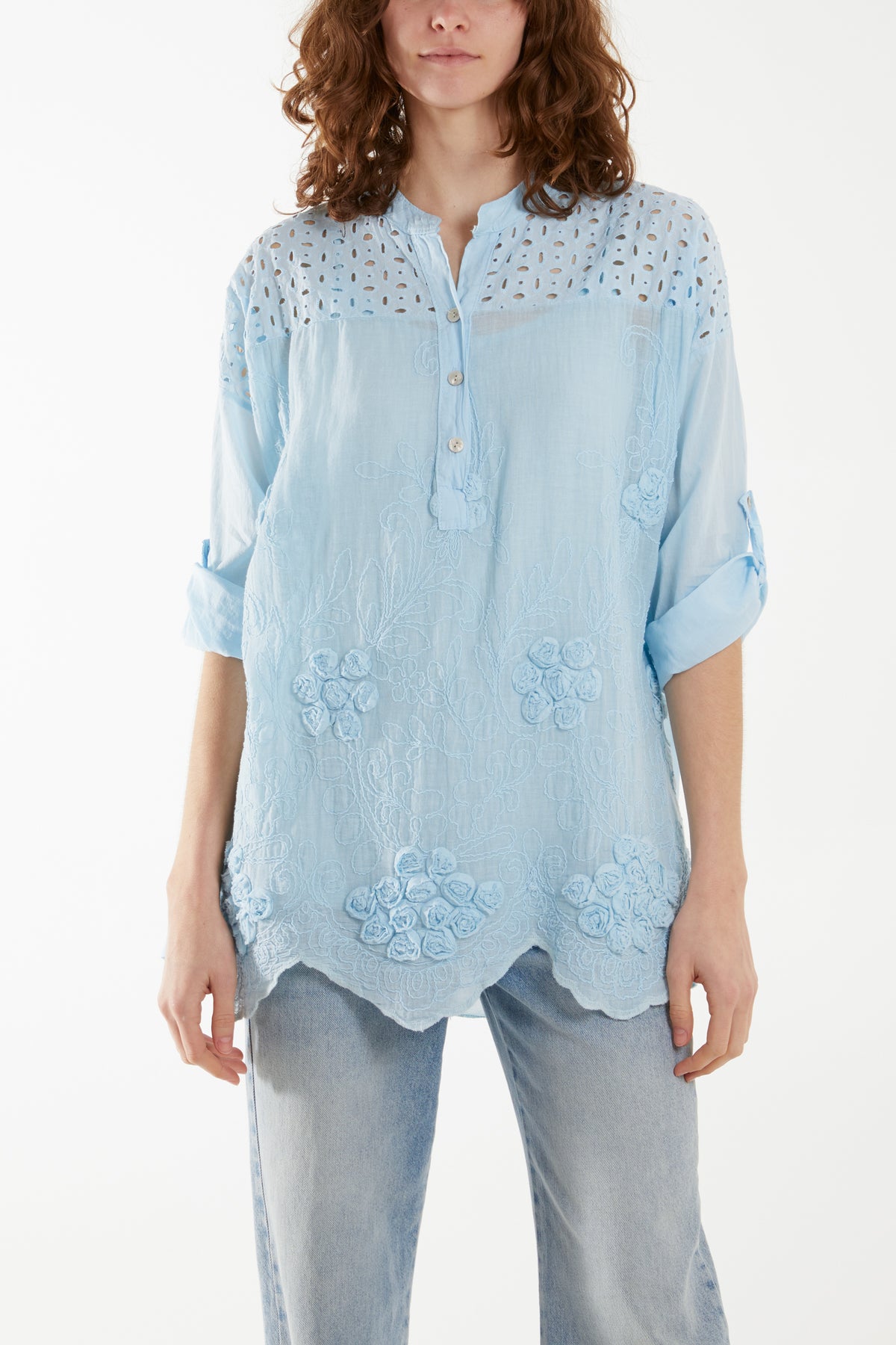 Broderie Anglaise 3D Flowers Blouse