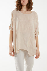 Pure Cotton Asymmetric Hem Pocket Top