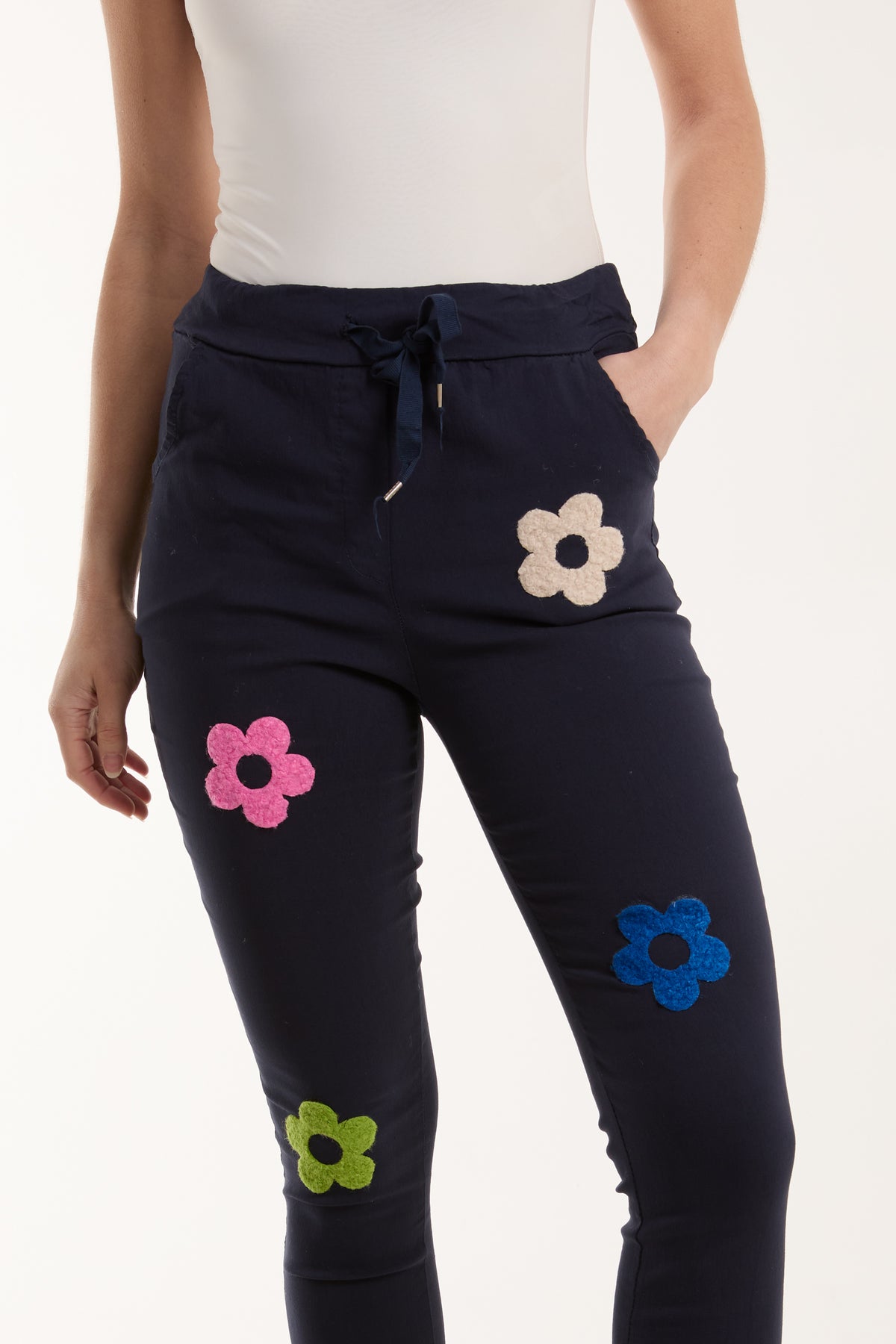 Floral Magic Drawstring Crushed Trousers