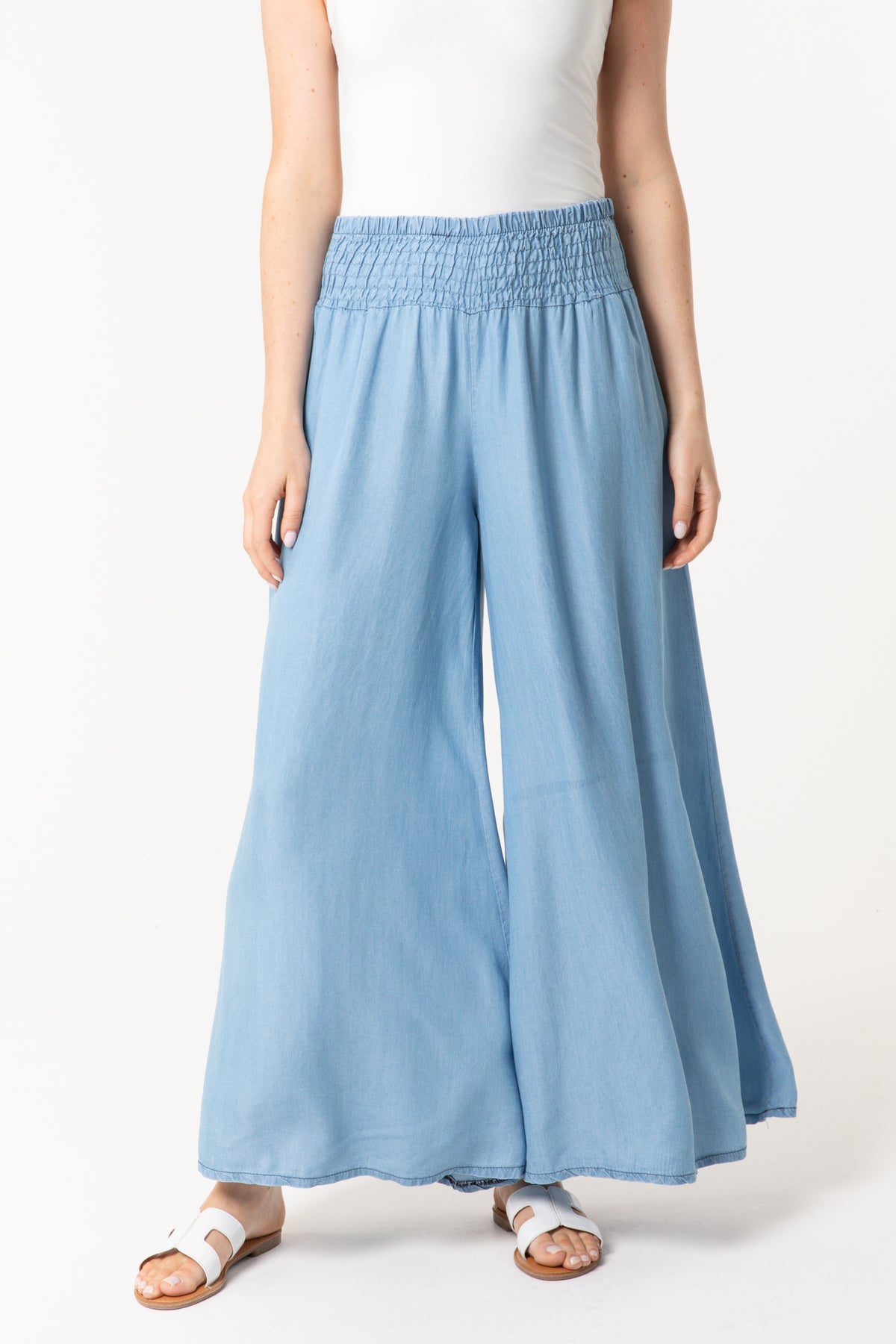 Wide Leg Denim Pocket Trousers