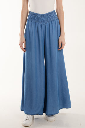 Wide Leg Denim Pocket Trousers