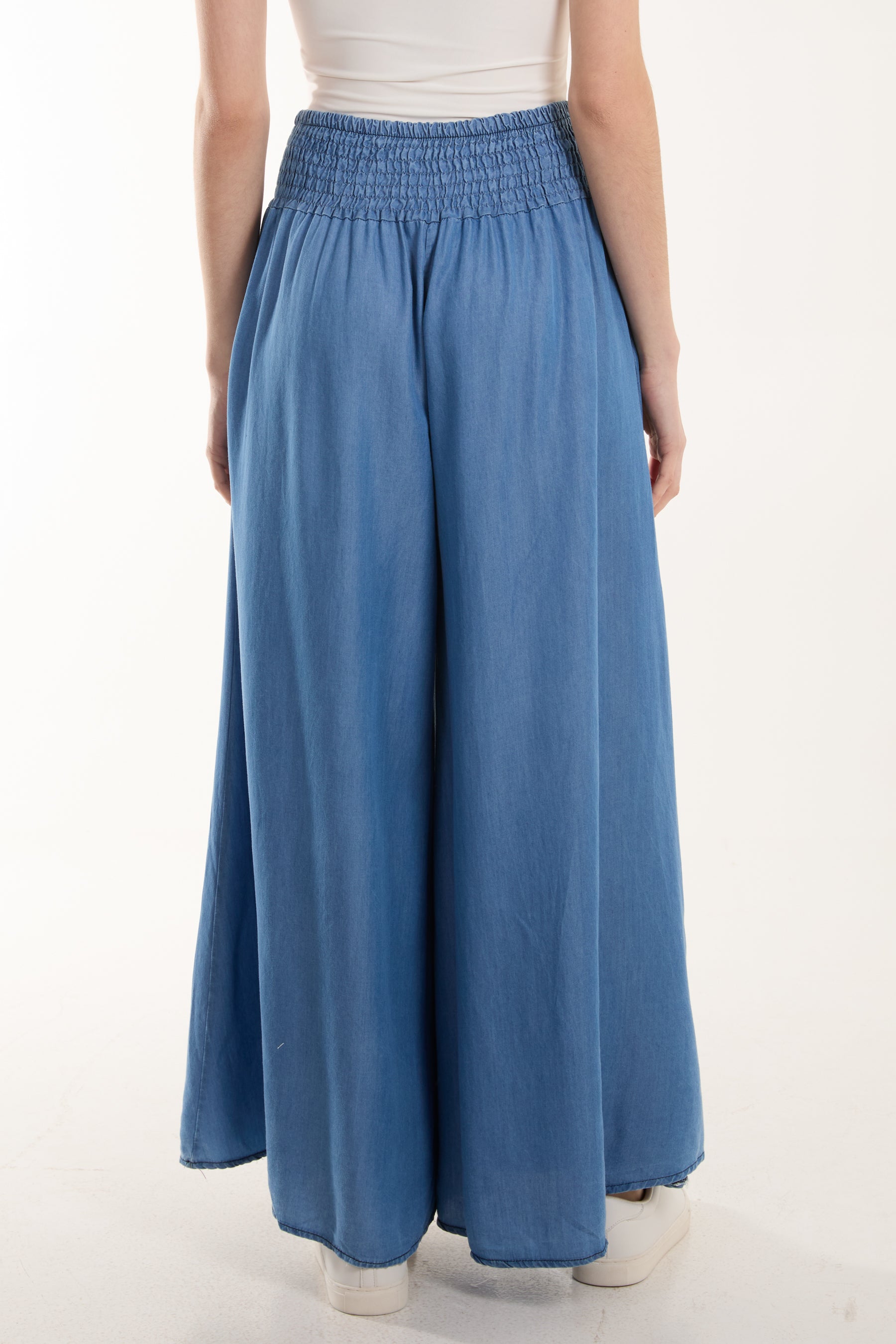 Wide Leg Denim Pocket Trousers