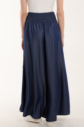 Wide Leg Denim Pocket Trousers