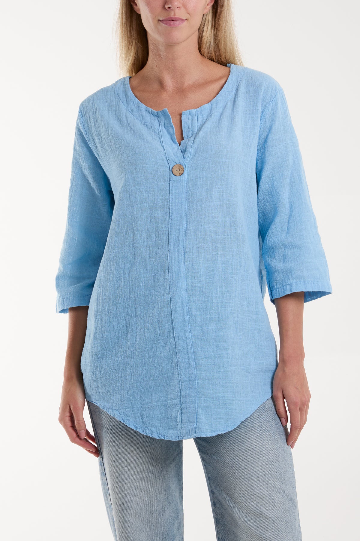 Front Button Cotton Washed Top