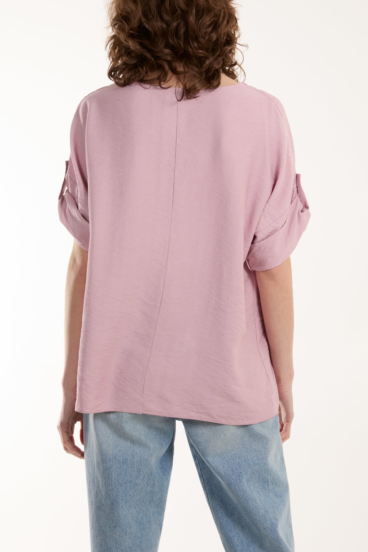 Two Button Front Knot Short Sleeve Top