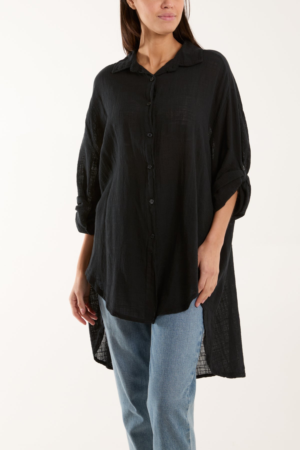 Linen Blend Oversized Acid Wash Shirt