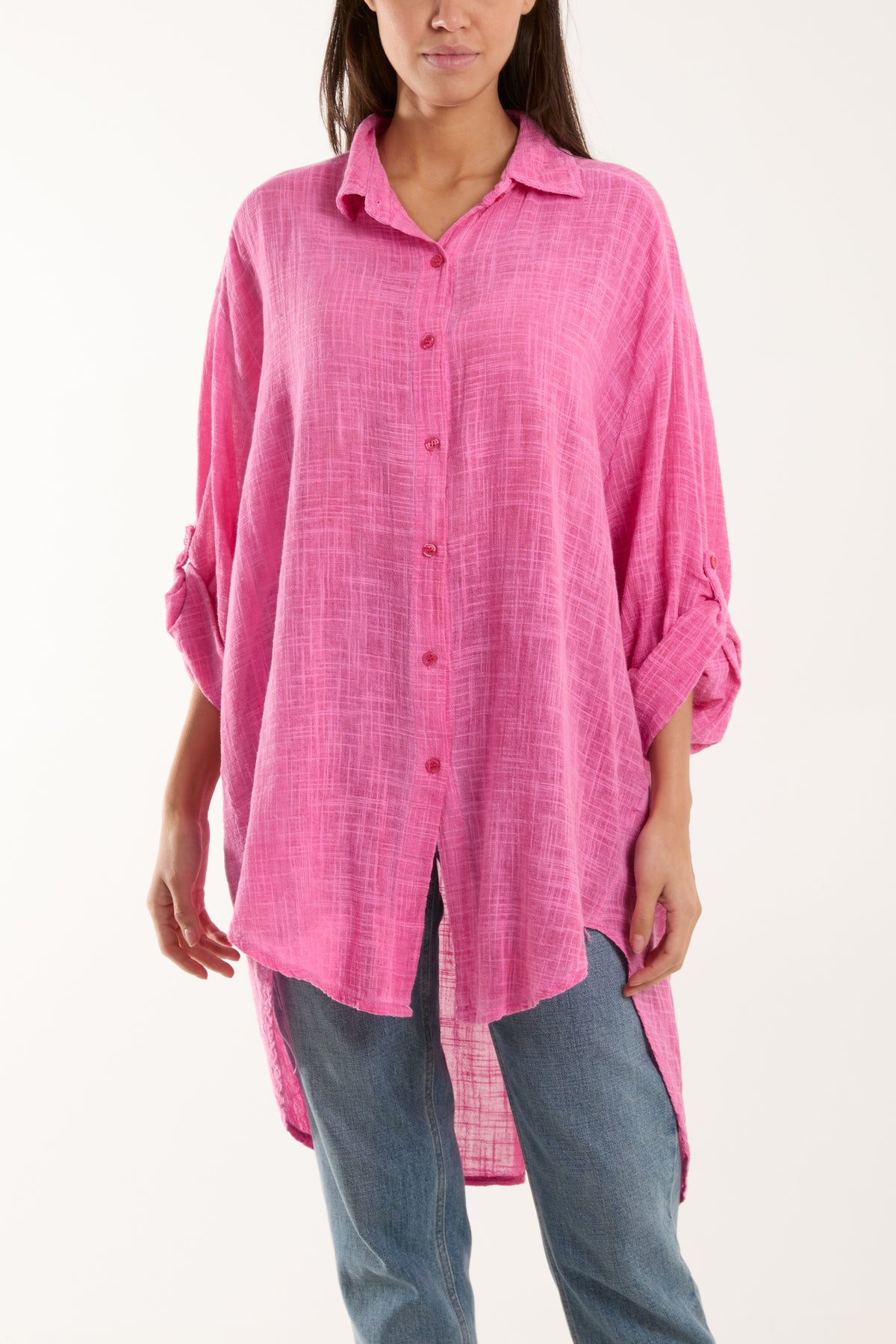 Linen Blend Oversized Acid Wash Shirt