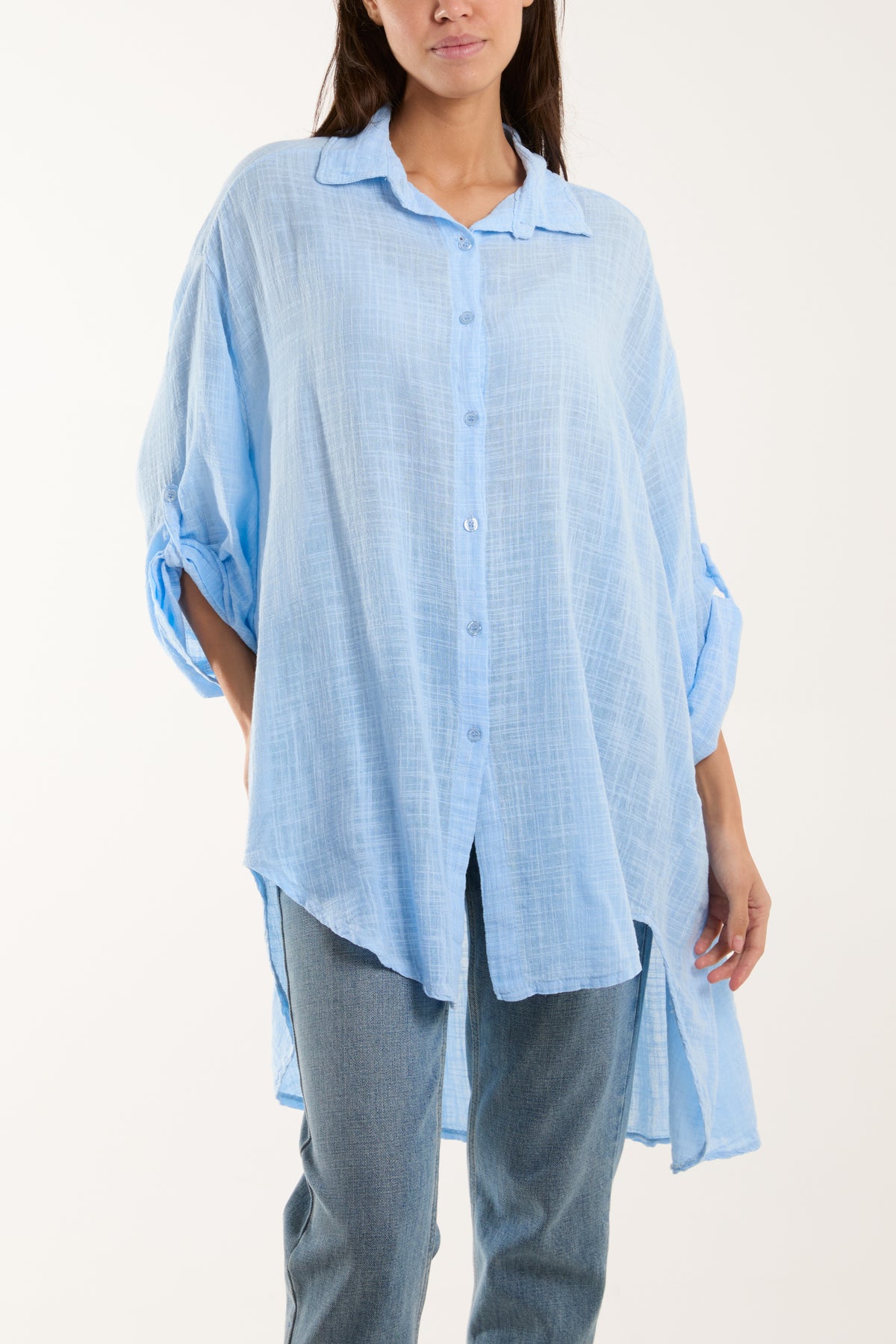 Linen Blend Oversized Acid Wash Shirt