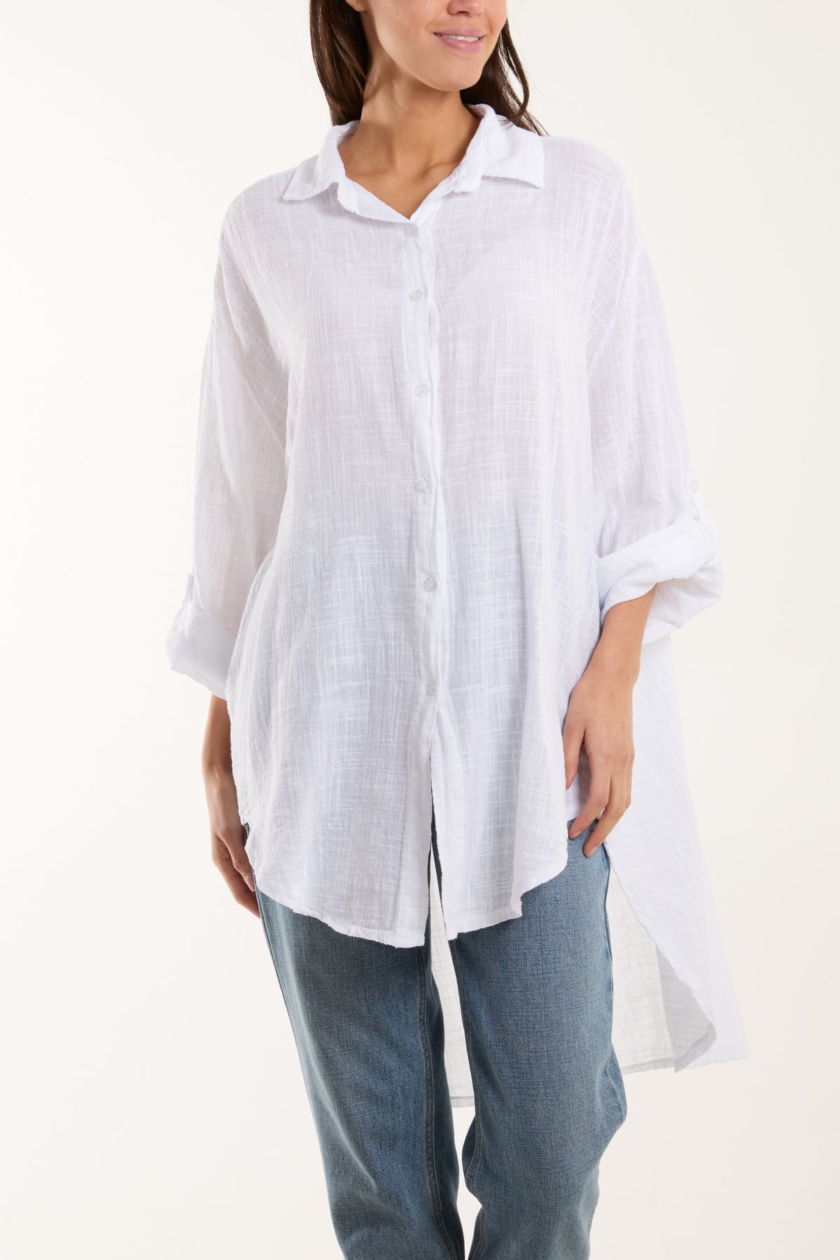 Linen Blend Oversized Acid Wash Shirt