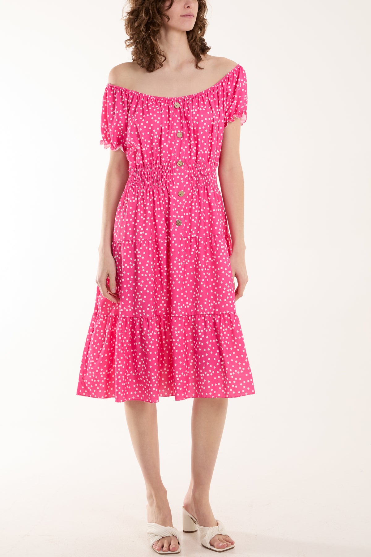 Polka Dot Button Through Mini Dress