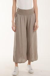 Linen Blend Wide Leg Waistband Trousers
