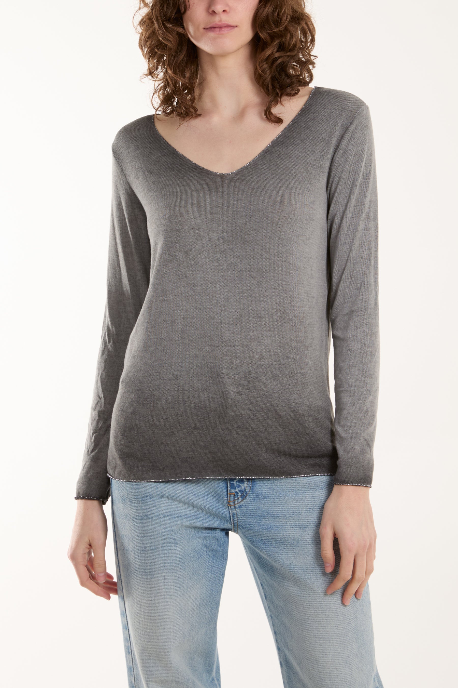 Acid Wash Shimmer Edge Fine Jumper