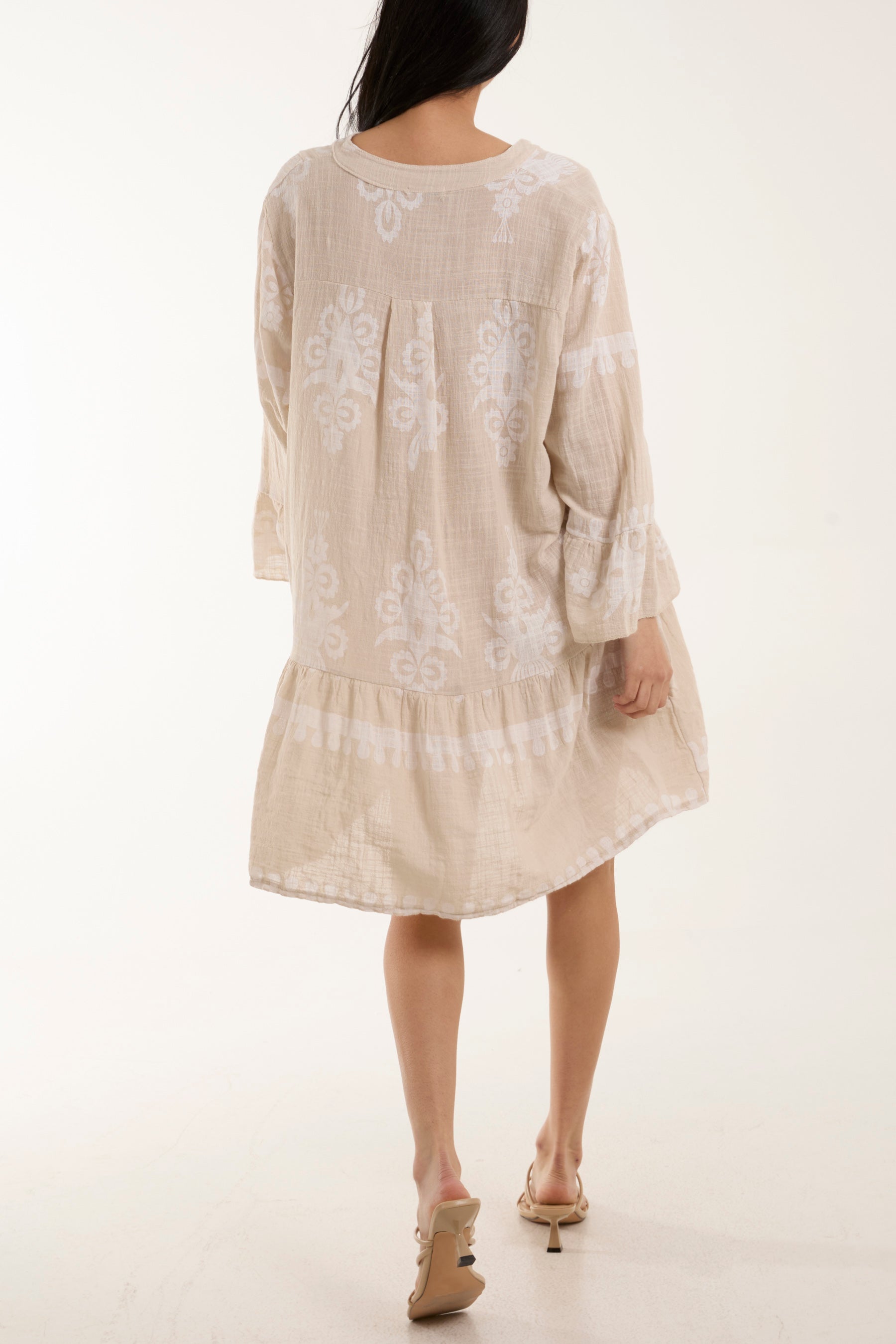 Printed Cotton Tiered Mini Dress