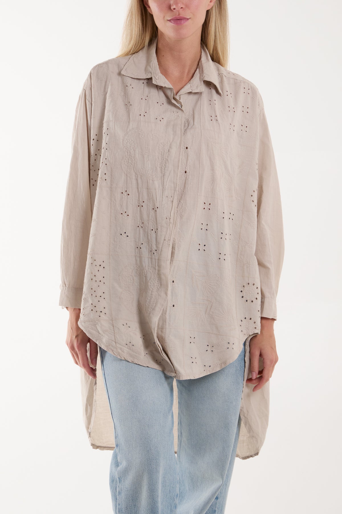 Tile Pattern Broderie Anglaise Shirt