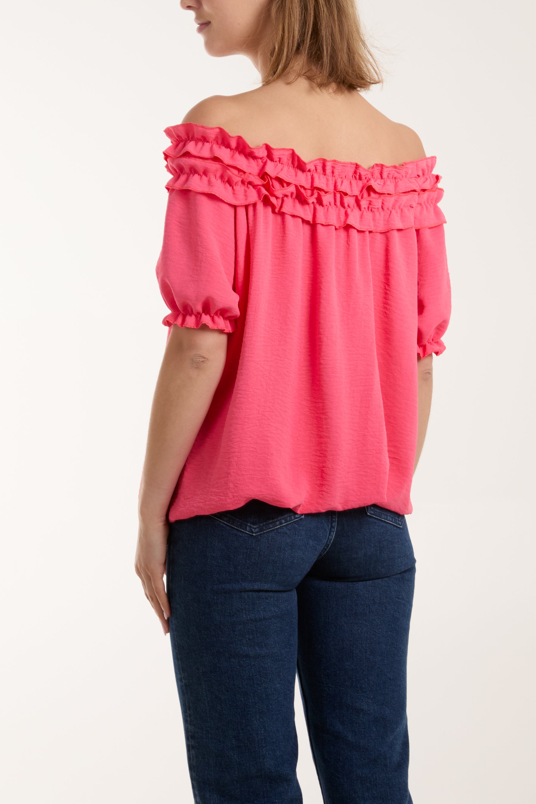 Ruffle Bardot Bubble Hem Top