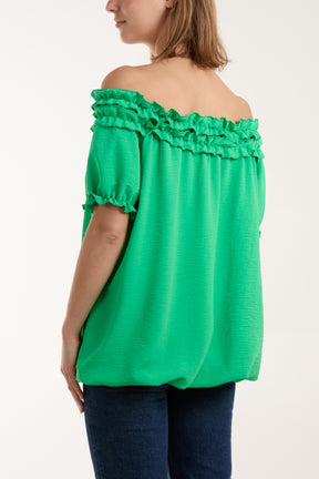 Ruffle Bardot Bubble Hem Top