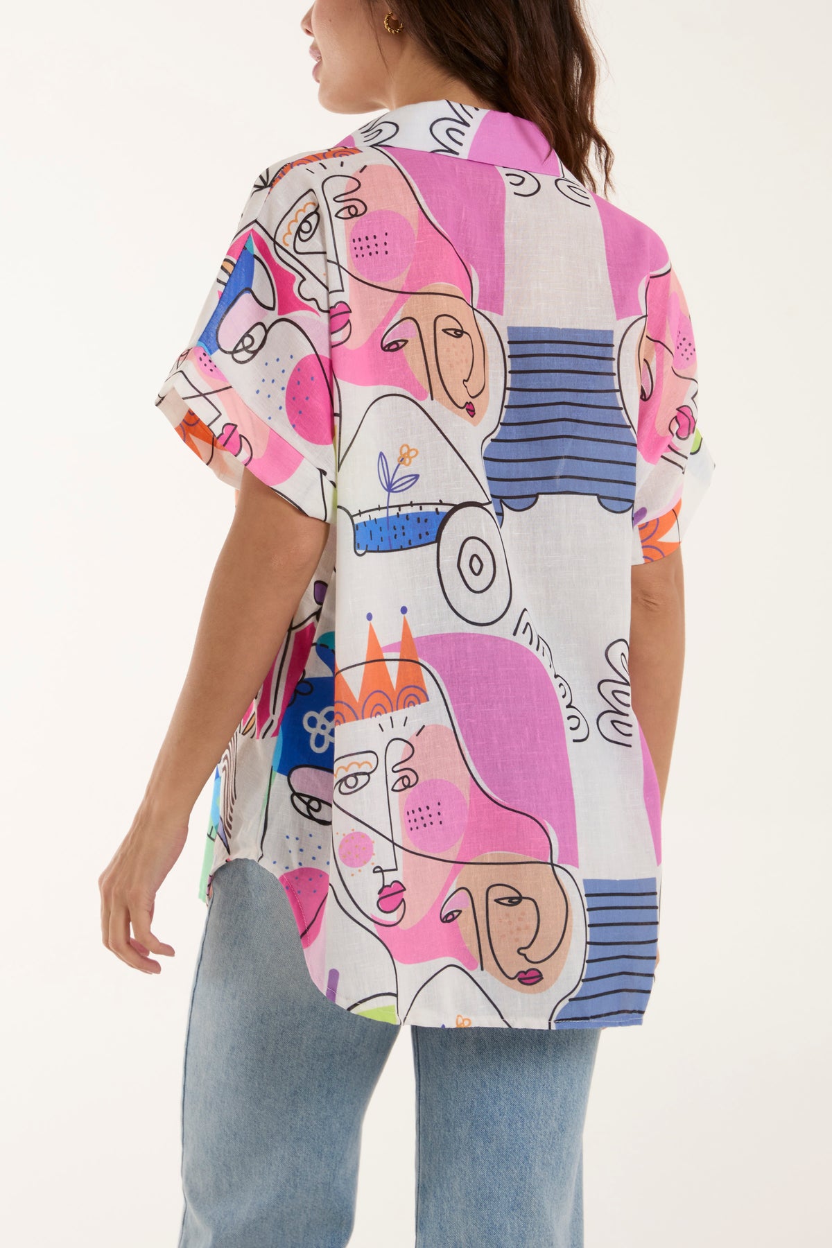 Abstract Faces Front Knot Shirt