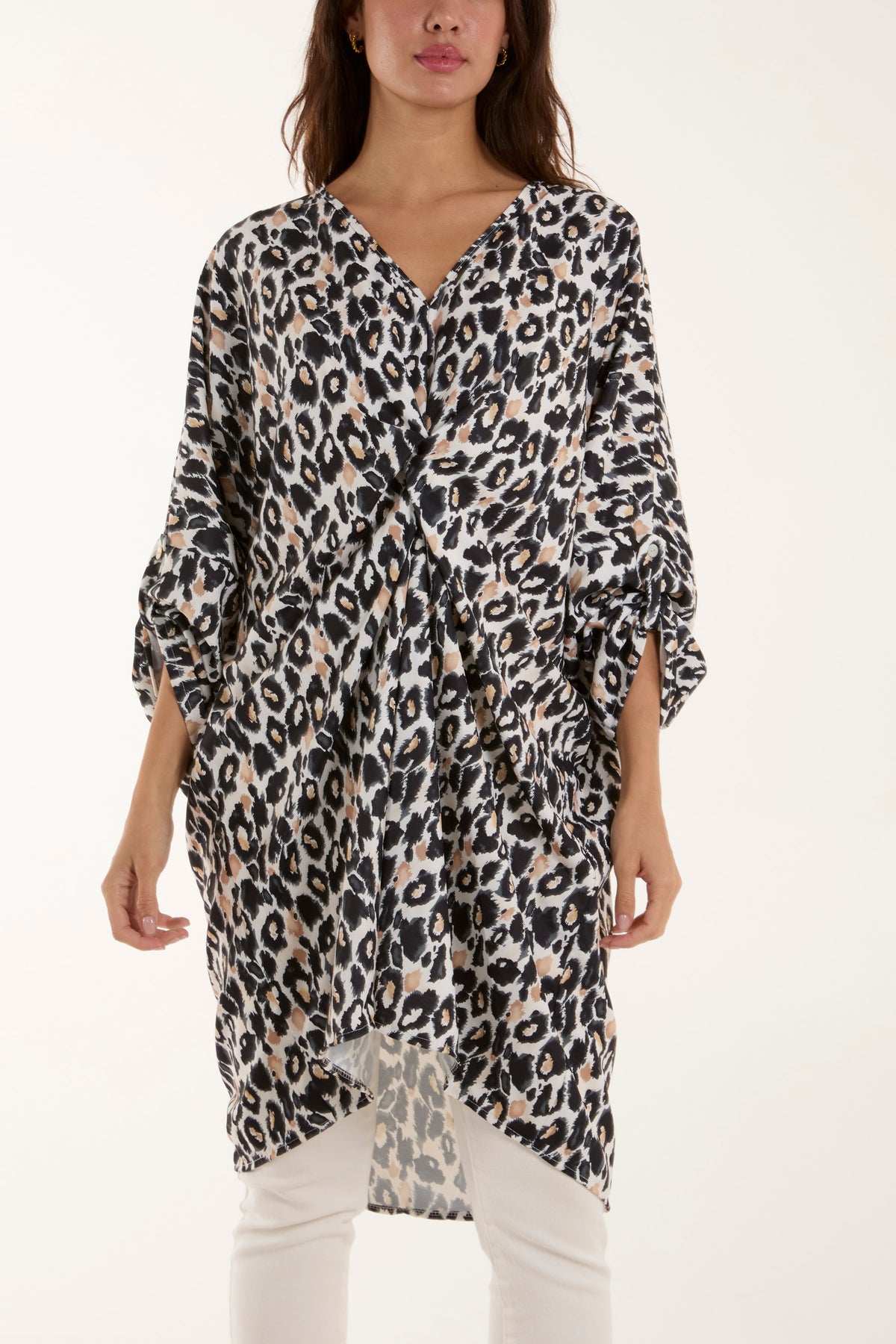 Leopard Print Twisted Front Blouse