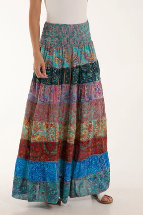 Silk Blend Patchwork Dress & Skirt