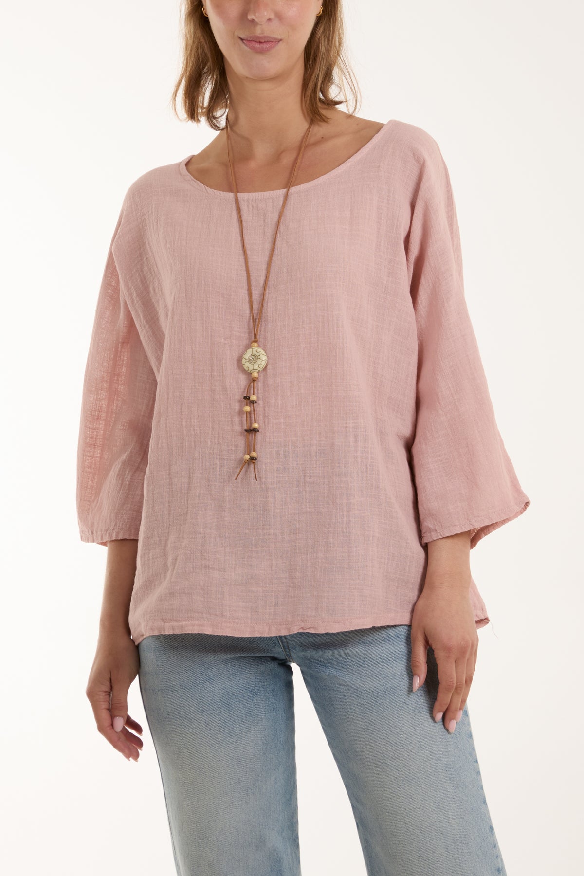 Necklace 3/4 Sleeve Blouse
