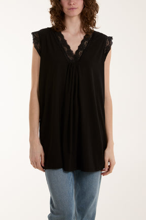 Lace Trim Sleeveless Top
