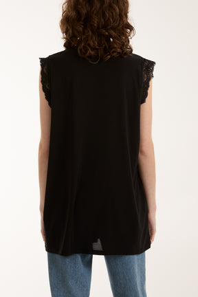 Lace Trim Sleeveless Top