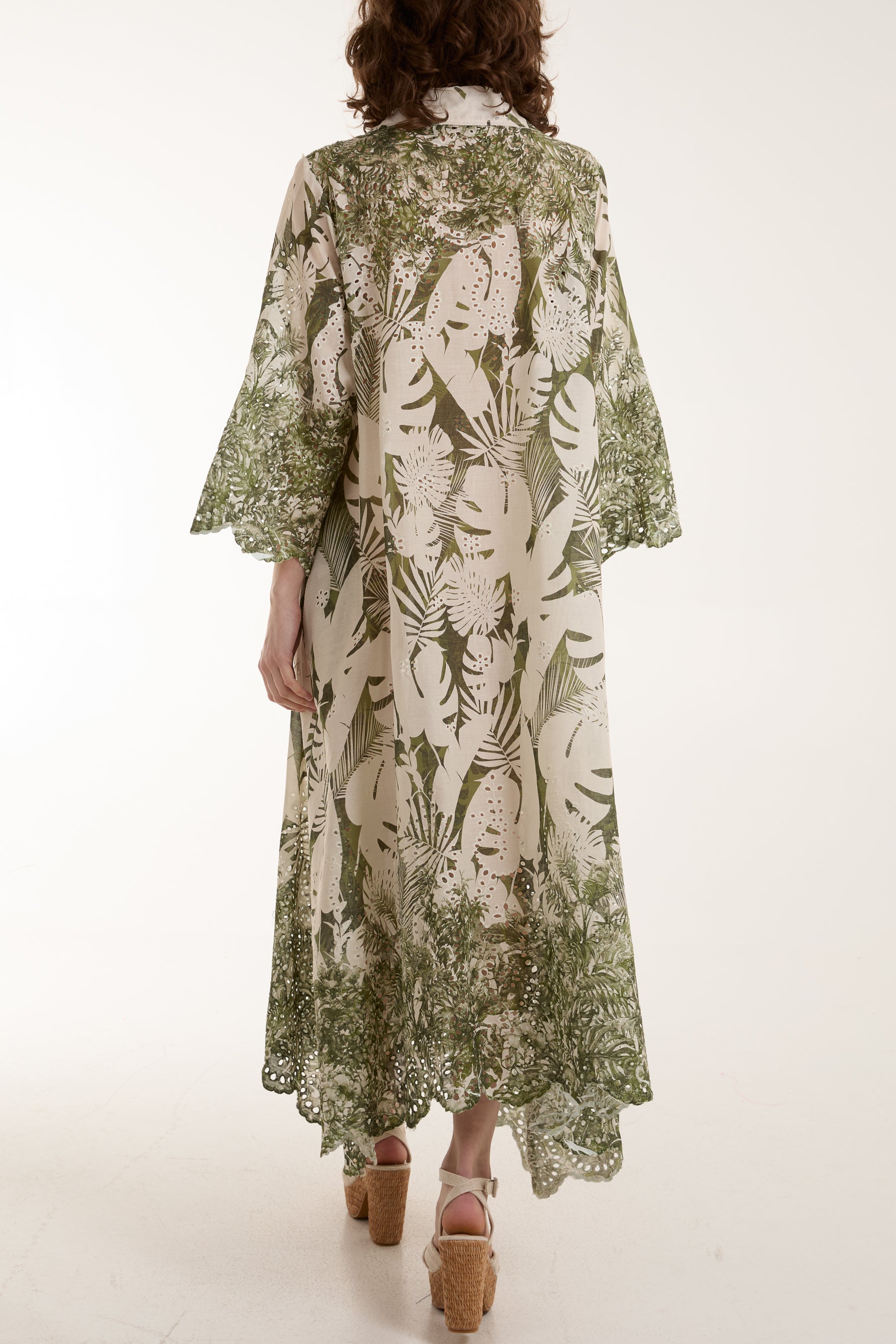 Palm Leaf Broderie Anglaise Shirt Dress