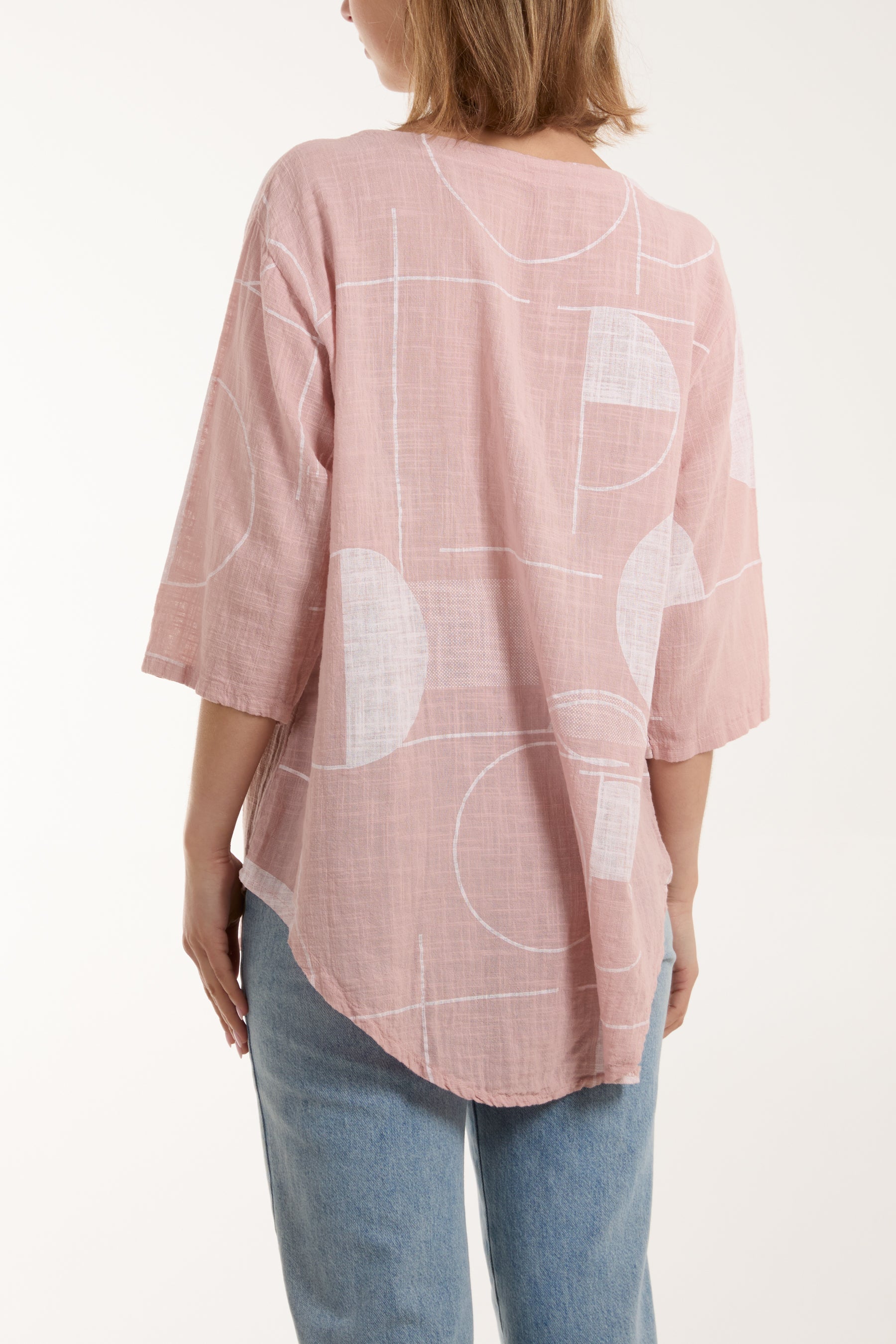 Geometric Shapes Silver Button Top