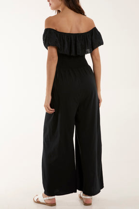 Broderie Anglaise Bardot Jumpsuit