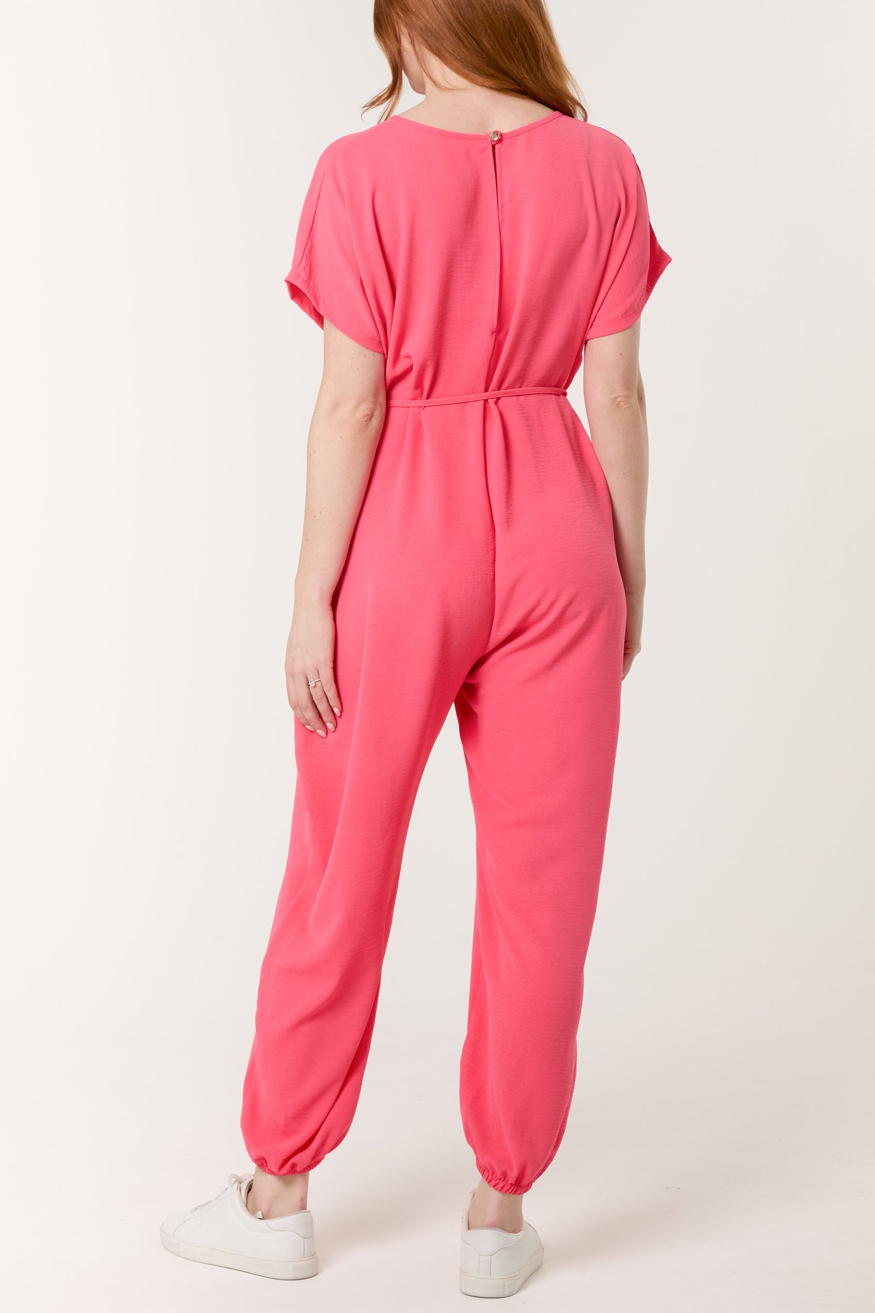 V-Neck Tied Waist Long Jumpsuit