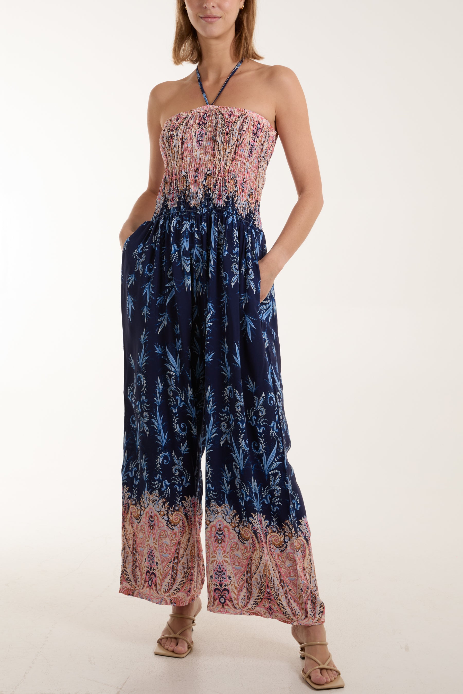 Floral Shirred Bandeau Jumpsuit