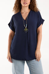 Necklace V-Neck Crossover Top