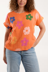 Cotton Multicolour  Daisies Top