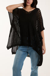 3/4 Sleeve Crochet Poncho