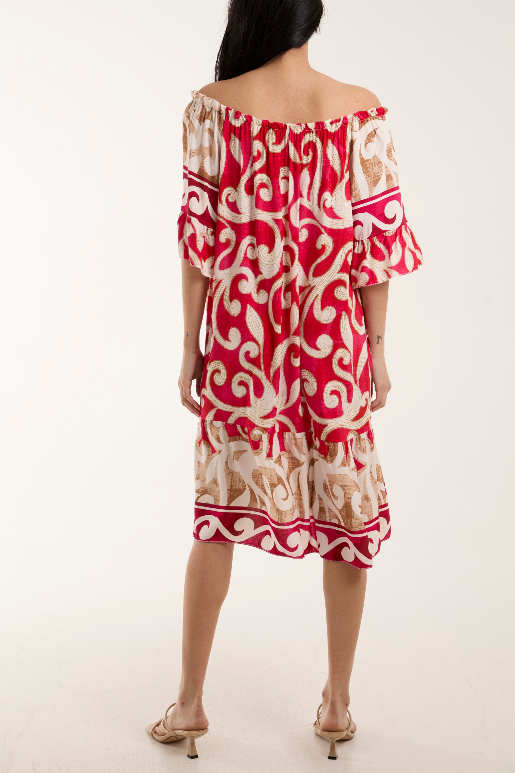 Bardot Botanical Print Tassels Midi Dress