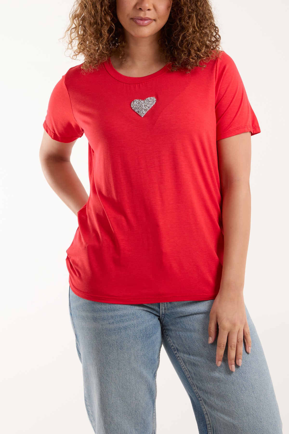 Appliqued Diamante Heart T-Shirt