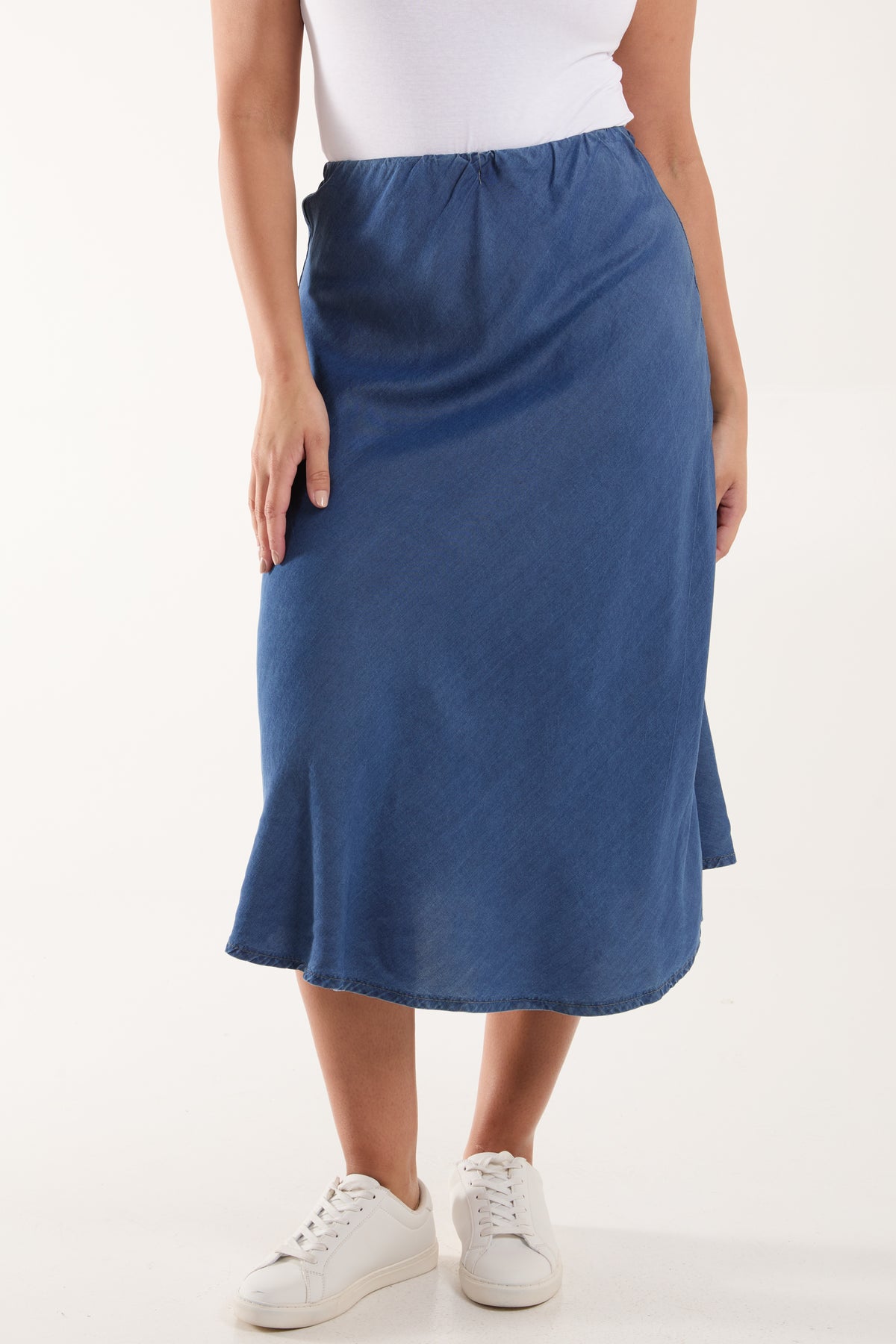 Tencel Elasticated Waist Midi Skirt