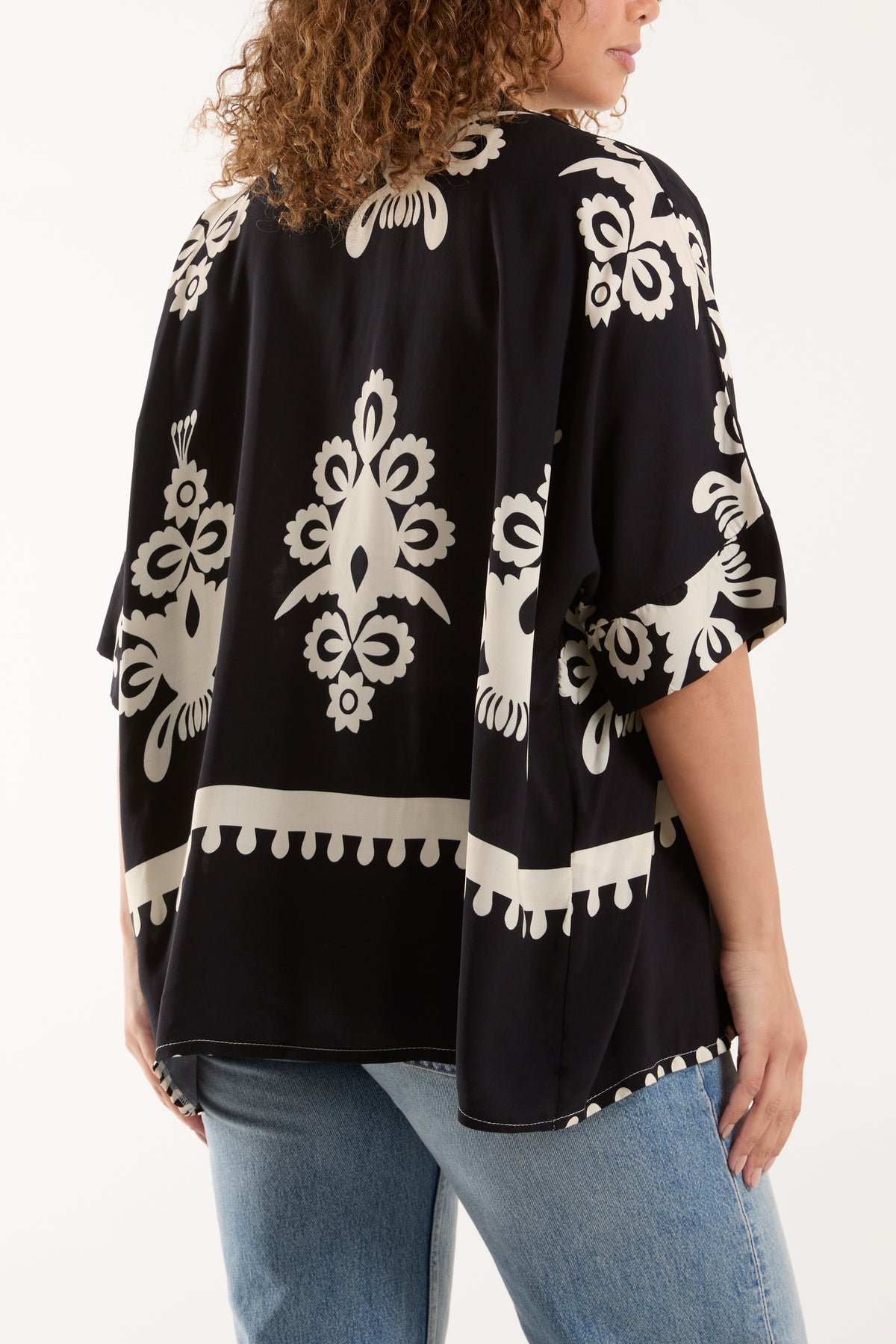 Placement Print Kimono Jacket