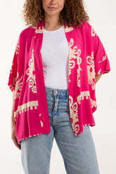 Placement Print Kimono Jacket