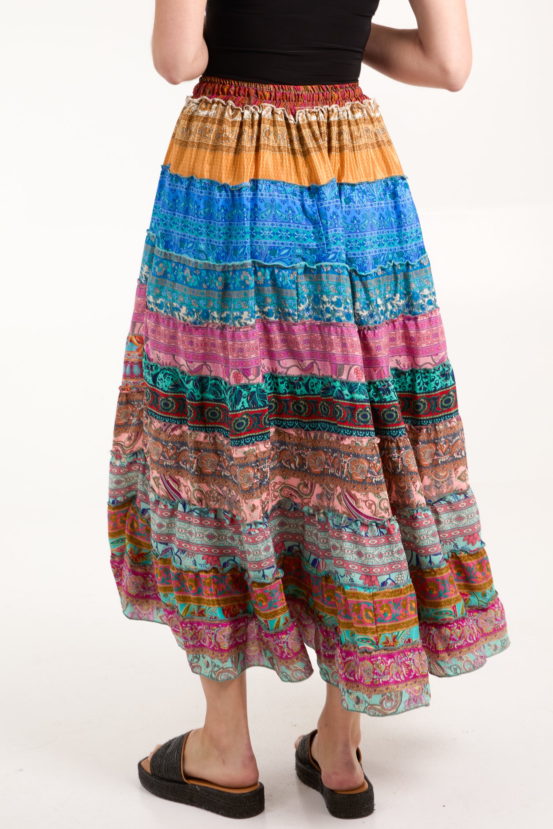 Gold Detailing Multi Print Skirt