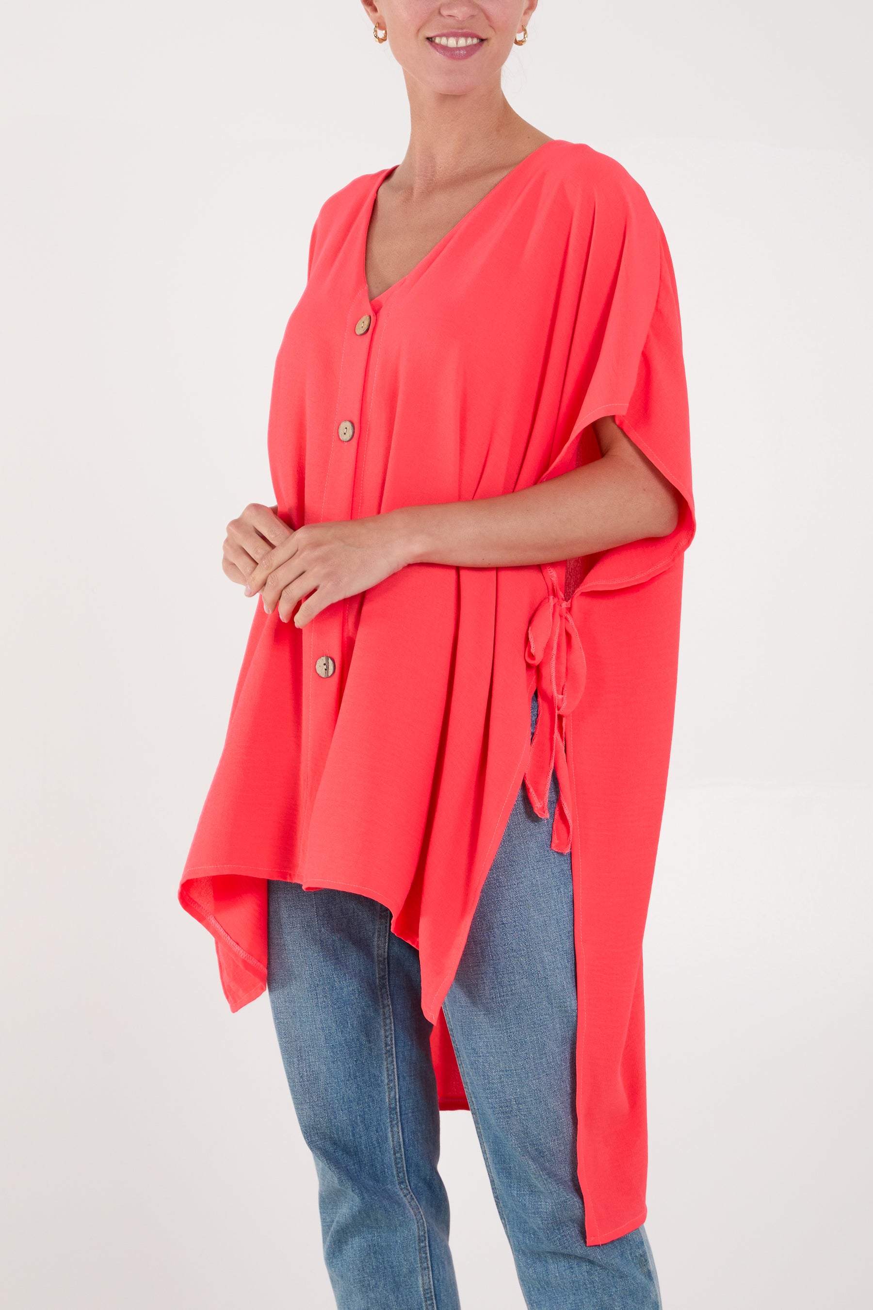 Cape Side Tie Detail Blouse