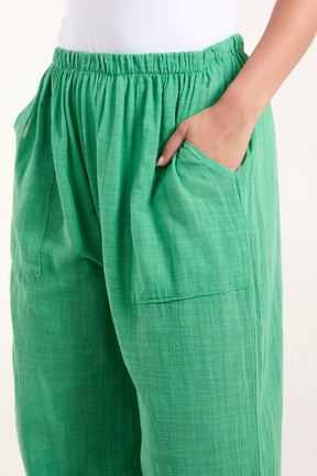 Pure Cotton Pockets Wide Leg Trousers