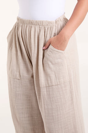 Pure Cotton Pockets Wide Leg Trousers